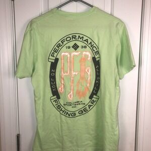 Columbia Performance Fishing Gear Mens T Shirt Large S/S Mint Green 100% Cotton